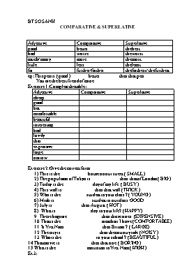 Bài tập về so sánh Tiếng anh lớp 7